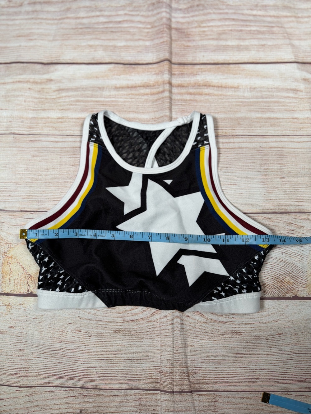 WITH Black Star-Print Sports Bra with Accent Stripes - Picture 2 of 7